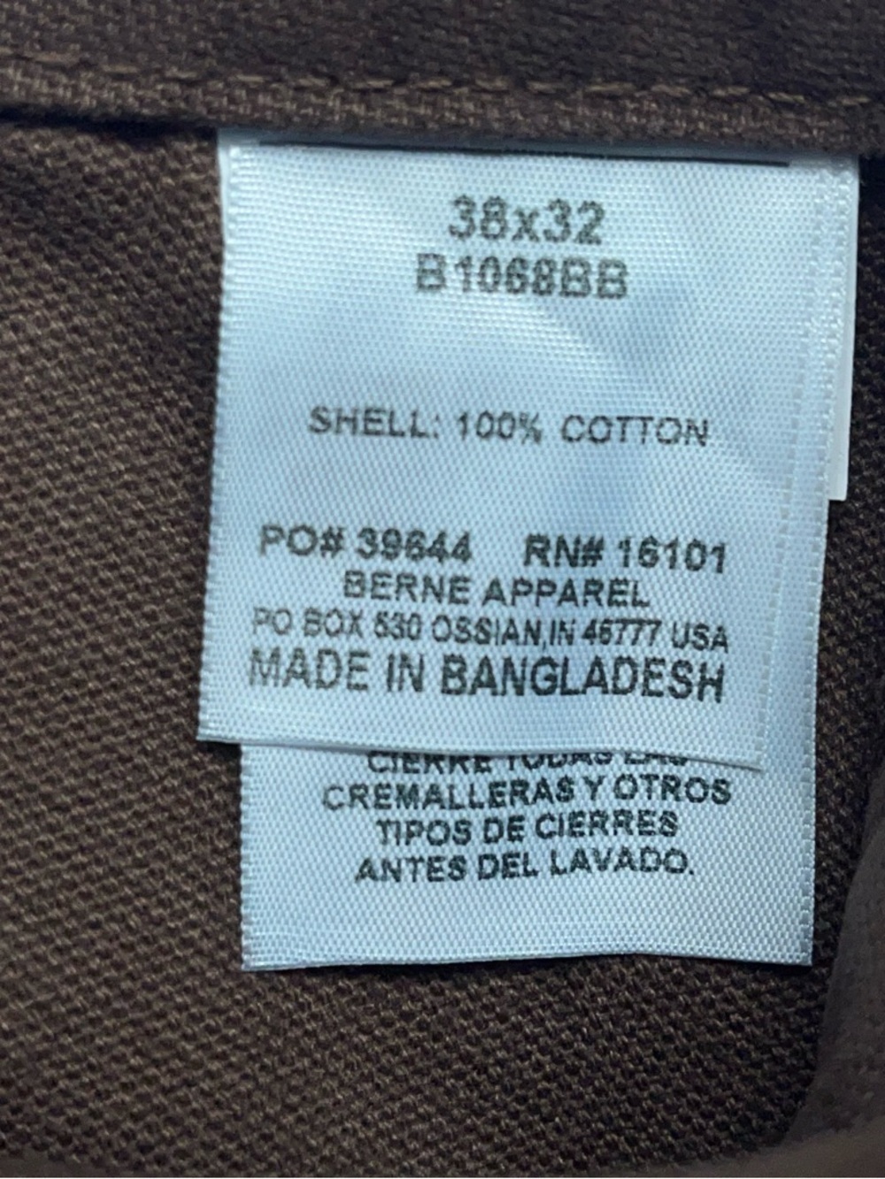 BERNE Double Knee Bib Overalls Mens 38x32 Heavy Weight Canvas Brown Workwear NEW - Picture 7 of 13